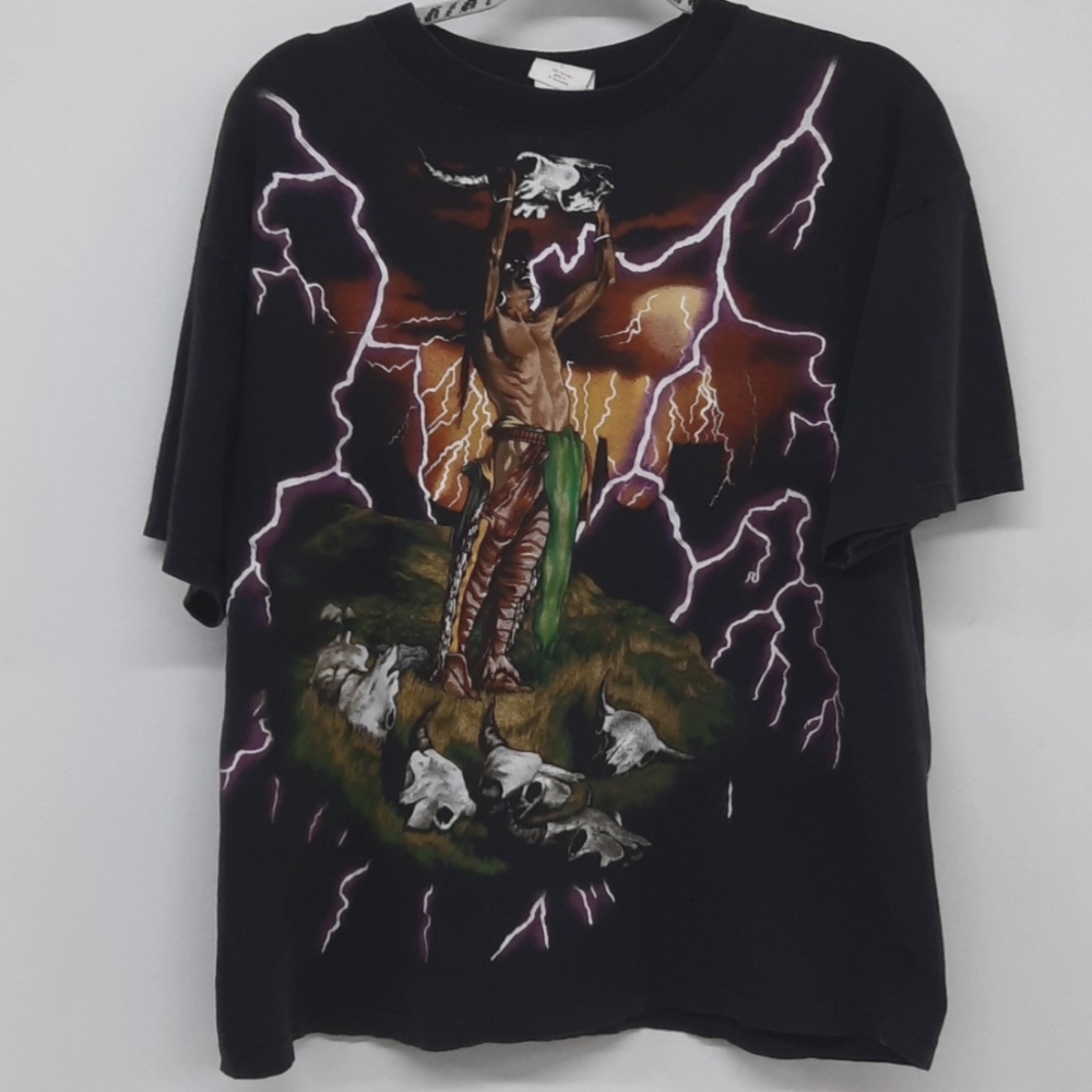 Vintage 90s American Thunder Native American Warrior Shirt